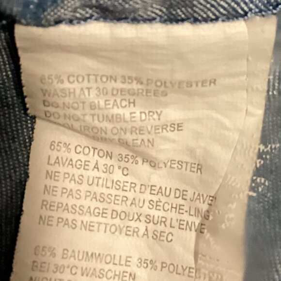 Boohoo Women's Denim Midi Dress Smocking Bodice Puffy Sleeves Ruffles Size 24 - Picture 8 of 8